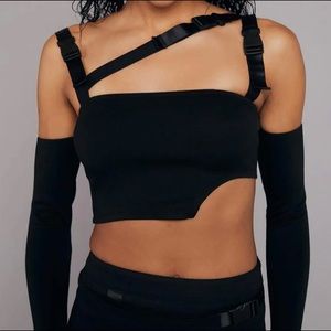 🔥 Dolls Kill “ Shut Up Touch Me Strappy Crop Top “ with buckles, asymmetrical